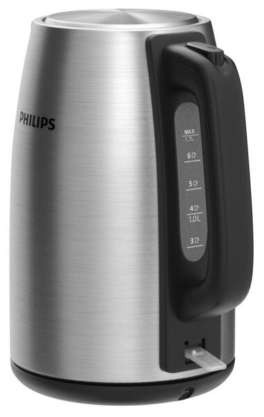 Електрическа кана Philips Viva Collection HD9351/90, 2200W, 1.7l, Метал, Автоматично изключване, Предпазване срещу прегаряне, Сив/черен