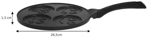 Тиган за мини палачинки с мраморно покритие Kinghoff KH 1667, 26.5 см, Индукция, Черен