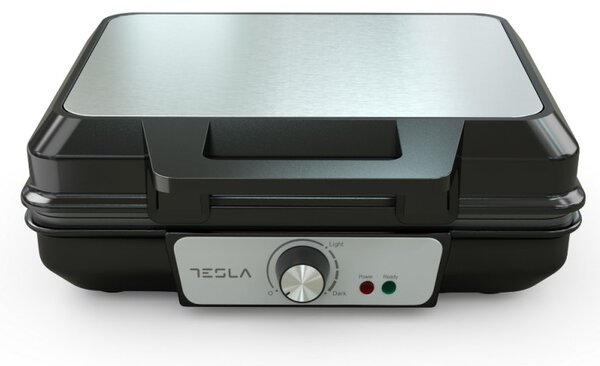 Гофретник Tesla WM200BX, 1000W, За 2 гофрети, Незалепващи плочи, 140 - 220C, Сребрист/Черен