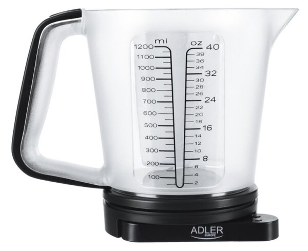 Кухненска везна с купа Adler AD 3178, 5кг, LCD дисплей, g, oz, ml, ТАРА, Черен