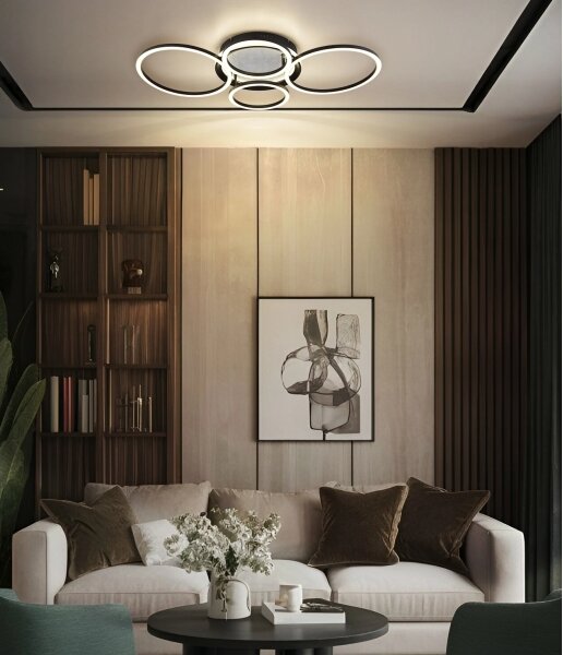 Globo 48477-40C - LED таванно осветително тяло ALVIS, 40 W, 230 V, 4000 K, 72 × 52 см, черно