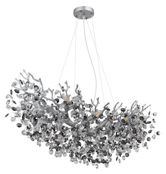 Globo 64138H3S - Полилей QUEENA с кабелно окачване 10xE14/40W/230V сребрист