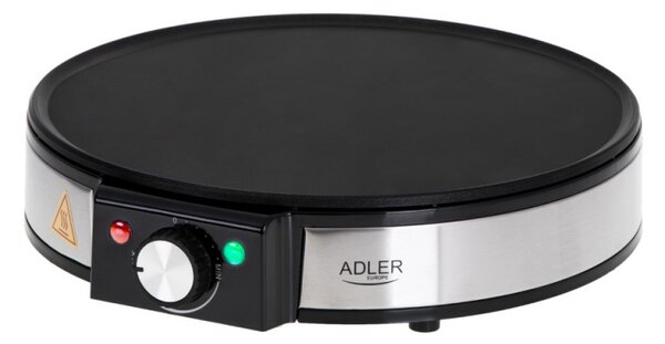 Уред за палачинки Adler AD 3058, 1600W, 30 см, Включени прибори, Черен/инокс