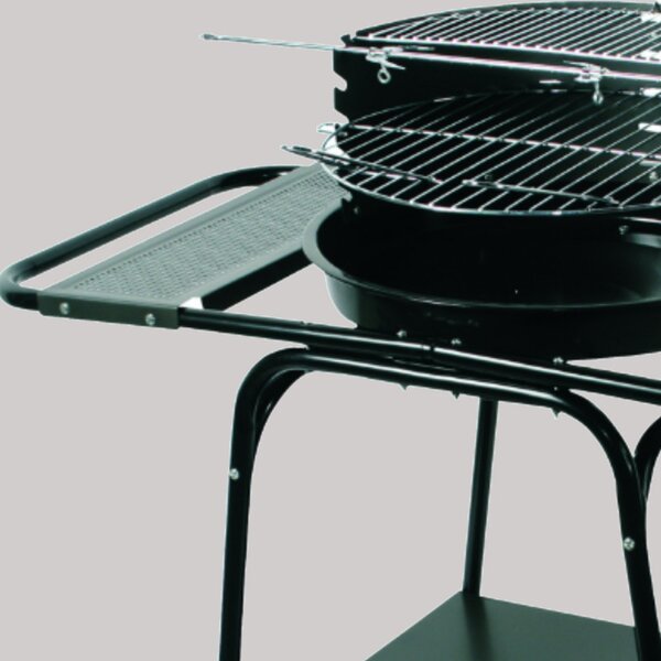 Кръгло барбекю MasterGrill MG906, 46 cm, 3 рафта, Грил шиш, 2 колела, Емайлирана стомана, Черен