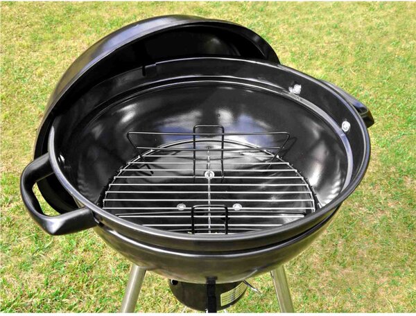 Барбекю на дървени въглища MasterGrill MG910, 46 см, Емайлирана стомана, Пепелник, 2 Колела, Черен/инокс