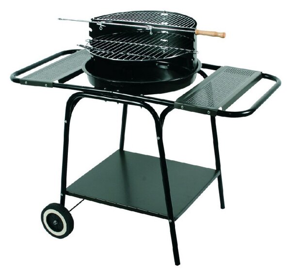 Кръгло барбекю MasterGrill MG906, 46 cm, 3 рафта, Грил шиш, 2 колела, Емайлирана стомана, Черен