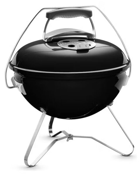 Преносимо барбекю на въглища Weber 1121004 Smokey Joe, 37cm, Емайлирана стомана, Студена дръжка Tuck-N-Carry, Черен