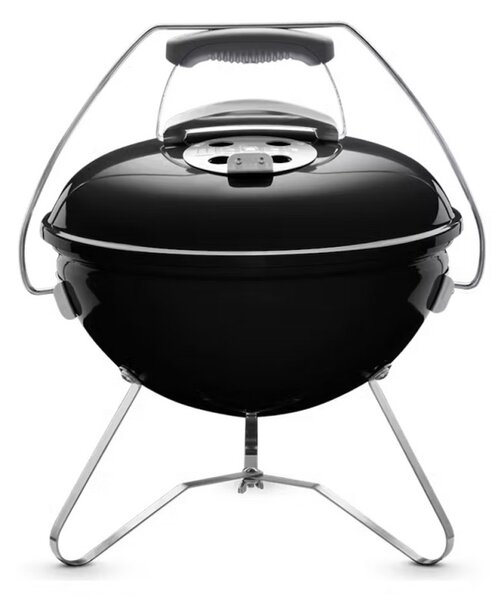 Преносимо барбекю на въглища Weber 1121004 Smokey Joe, 37cm, Емайлирана стомана, Студена дръжка Tuck-N-Carry, Черен