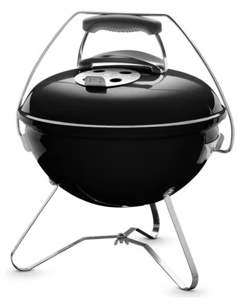 Преносимо барбекю на въглища Weber 1121004 Smokey Joe, 37cm, Емайлирана стомана, Студена дръжка Tuck-N-Carry, Черен