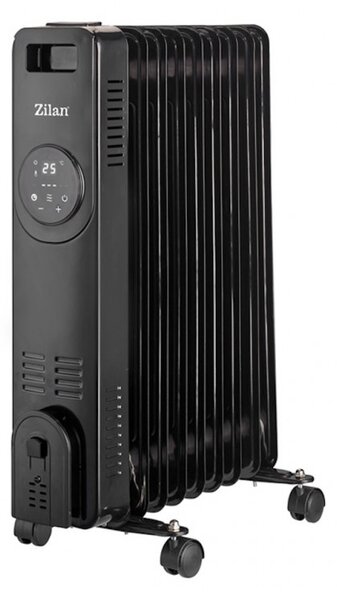 Маслен радиатор Zilan ZLN8416, 2000 W, 9 ребра, 3 степени, Дистанционно управление, Термостат, Черен