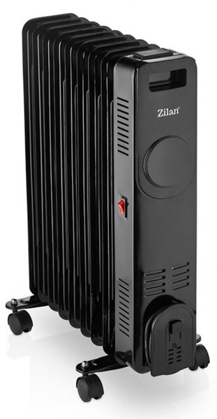 Маслен радиатор Zilan ZLN8416, 2000 W, 9 ребра, 3 степени, Дистанционно управление, Термостат, Черен