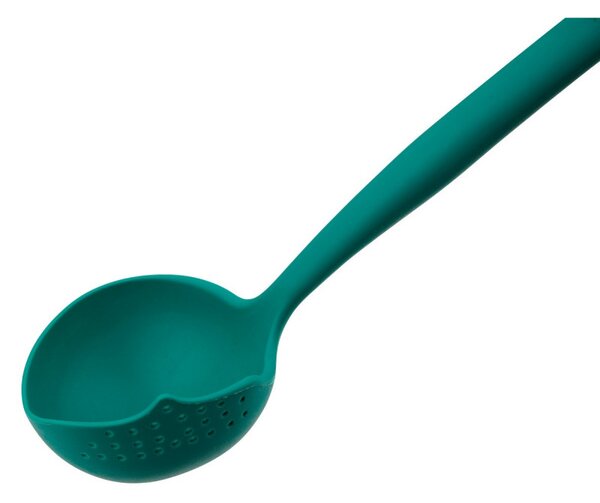 Черпак Tasty 678202, Дупки за отцеждане, Мека дръжка, 30 см, Силикон, Зелен
