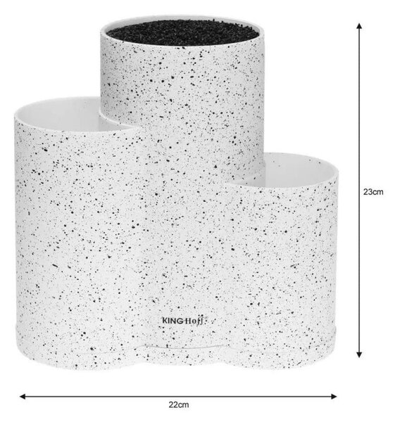 Поставка за ножове и аксесоари Kinghoff KH 1585, Мраморно покритие, 23 х 10 х 22.2 cm, Бял