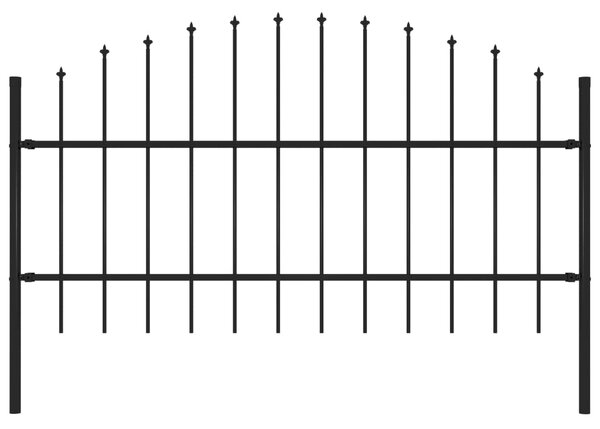 Sonata Градинска ограда с връх пика, стомана, (0,75-1)x1,7 м, черна