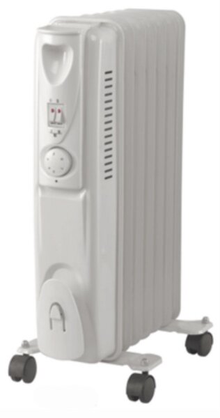 Маслен радиатор Lamarque LOH-92, 2000W, 9 ребра, 3 степени, Светлинни индикатори, Колелца, Бял