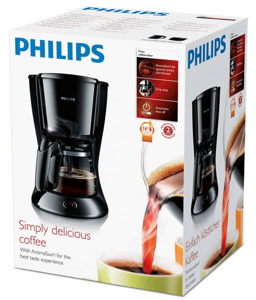 Кафемашина Philips HD7461-20-BL, 1000W, 1,2 Л, Aroma Twister, Индикатор за нивото на водата, Таймер, Черен