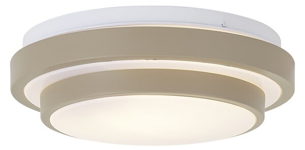 Модерна таванна лампа Taupe с бяло 25cm IP44 - Walden