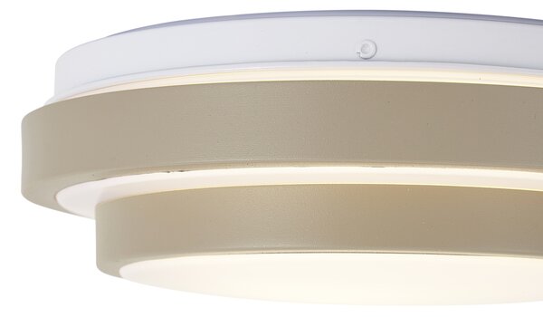 Модерна таванна лампа Taupe с бяло 25cm IP44 - Walden