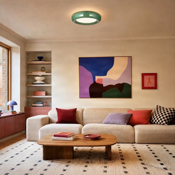 Lindby LED таванна лампа „Lennox“ на Lindby, зелена, с 3-степенно регулиране на, Затъмняване, Зелен, Дневна/трапезария, Метал, Модерен
