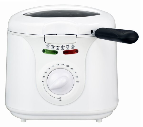 Фритюрник Elite EDFF-1290W, 1300W, 2 литра, 80-190C, Прозорец за наблюдение, Cool Touch, Бял