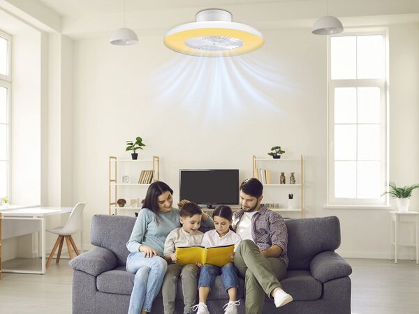 Вентилатор за таван с LED лампа 2в1 Beper P206VEN650, 40W, 3 скорости, Таймер, Бял