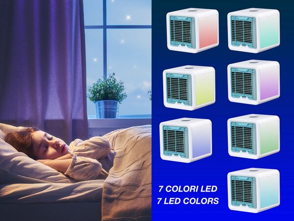 Въздушен охладител Beper P206RAF200, 5W, 3 скорости, Автономия 8 часа, 750 мл, LED, USB, Бял