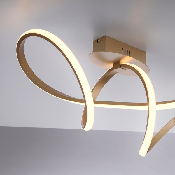 JUST LIGHT. GmbH Светодиодно таванно осветление Maria, димируемо, месинг, Затъмняване, Злато / месинг, спалня, Алуминий, Модерен