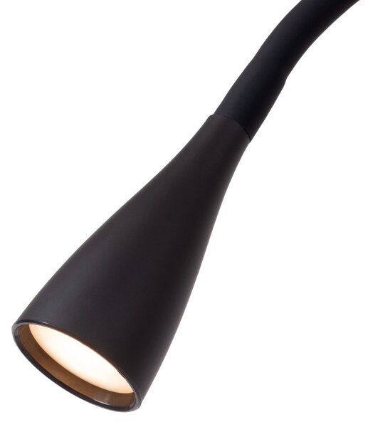 Lucide LED подова лампа Zozy, черна, 3-StepDim, височина 145 cm, гъвкаво рамо, Затъмняване, Черен, кабинет / офис, Пластмаса, Модерен