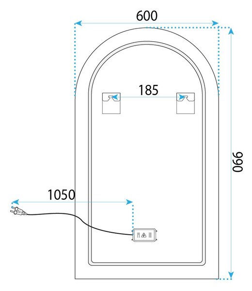 Огледало LED 90x60cm TOP-1
