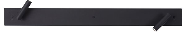 Модерна черна стенна лампа с 2 светлини, включително LED с подсветка и USB-C - Longly