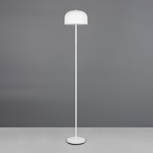 Reality Leuchten LED акумулаторна стояща лампа Jeff, бяла, метал, височина 147 cm, Затъмняване, Бял, спалня, Метал