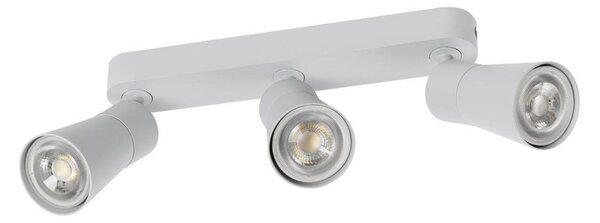 SLV Таванна лампа Puri 2.0 Cone, сива, дължина 26 cm, 3-flg., Затъмняване, Сив, Дневна/трапезария, Алуминий, Модерен