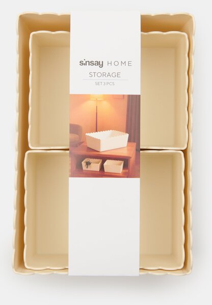 Sinsay - Комплект кутии за съхранение с вълнообразен ръб 3 pack - телесен цвят