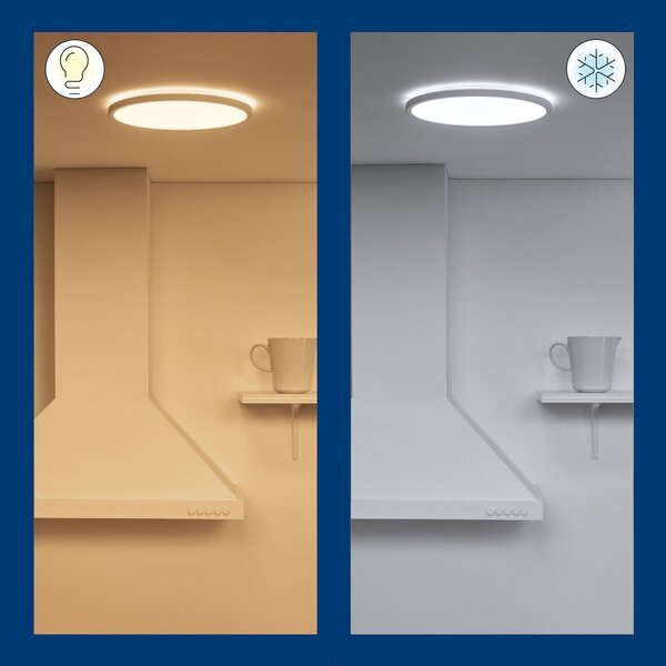 WiZ SuperSlim LED осветление за таван CCT Ø29cm бяло, Затъмняване, Бял, Дневна/трапезария, Пластмаса, Модерен