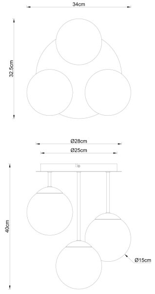 Globo 47441-3S - Повърхностно монтиран полилей HARMON 3xE14/25W/230V черен