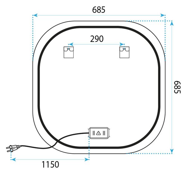 Огледало LED 70x70cm TOP