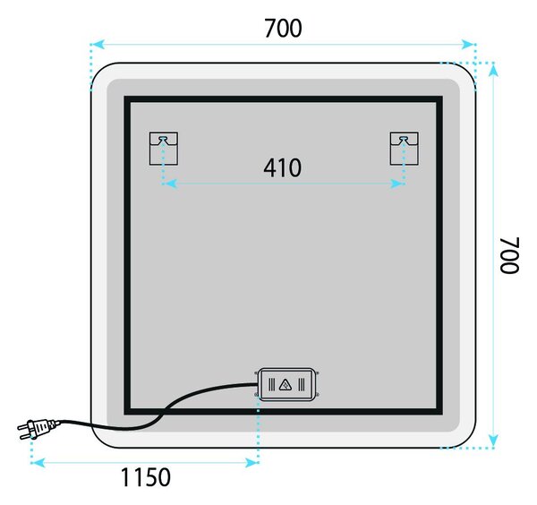 Огледало LED 70x70cm TOP-2