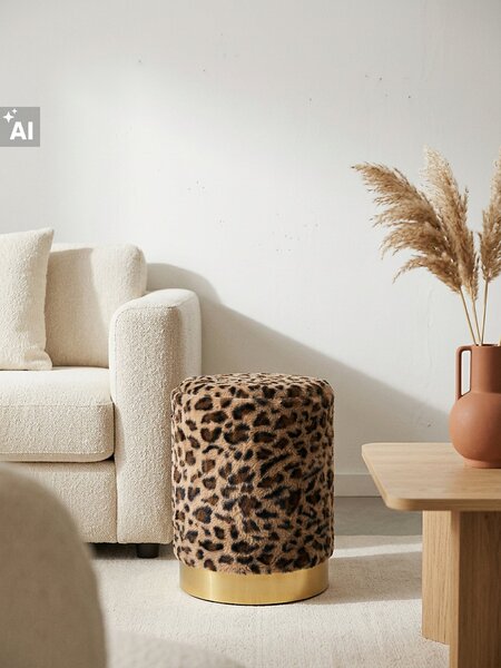 Sinsay - Пуф с пухкава материя и лъскава основа - бежово
