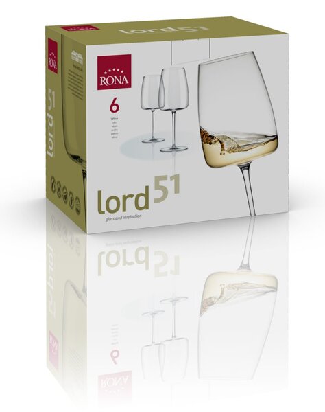 RONA ЧАШИ ЗА ВИНО LORD 7023 510ML, 6БР