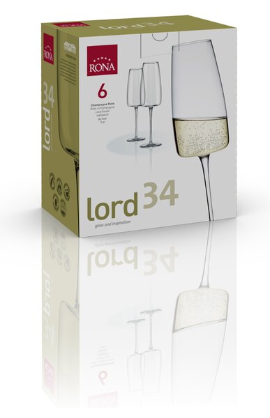 RONA ЧАШИ ЗА ШАМПАНСКО LORD 7023 340ML, 6БР