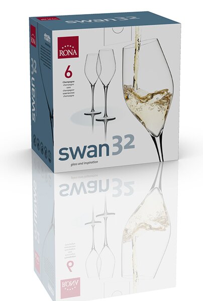 RONA ЧАШИ ЗА ШАМПАНСКО SWAN 6650 320ML, 6БР