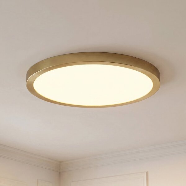 Lindby LED таванна лампа Sorela, Ø 40 см, златиста, с регулиране на яркостта, Затъмняване, Злато / месинг, Дневна/трапезария, Метал, Модерен