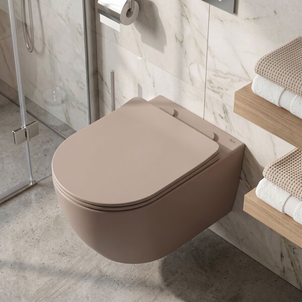 Комплект Конзолна WC Чиния Focus + Умивалник за Плот Rea Focus Taupe