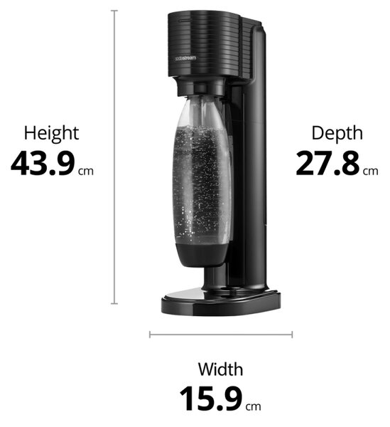 Машина за газирана вода SodaStream GAIA, 1 л, Ръчна карбонизация, 2 степени, Без BPA, Черен