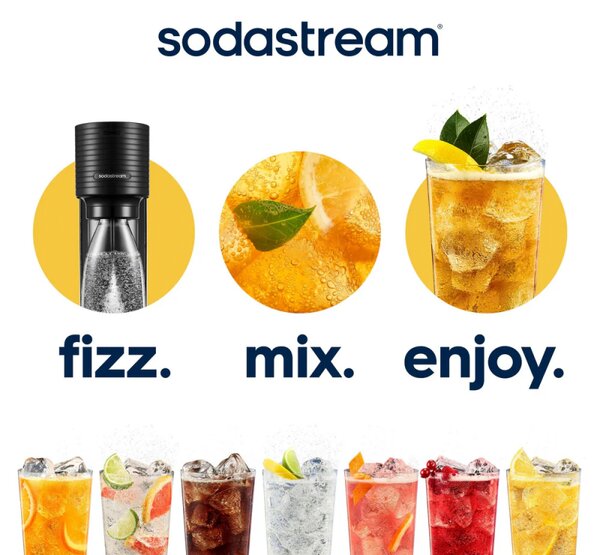 Машина за газирана вода SodaStream GAIA, 1 л, Ръчна карбонизация, 2 степени, Без BPA, Черен