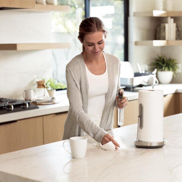 Поставка за кухненска хартия с вграден спрей за повърхности SimpleHuman KT1196, 177 мл, 20.3х17.8х38.1 см, Матов инокс
