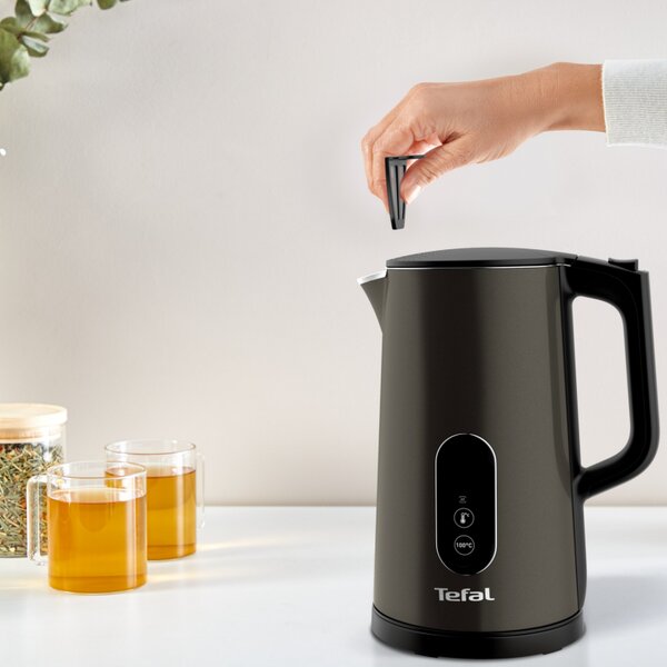 Електрическа кана Tefal KI831E10, 1800W, 1.7 л, 5 темп. нива, LED, Сензорно управление, 360°C основа, Двойни стени, Филтър против варовик, Черен