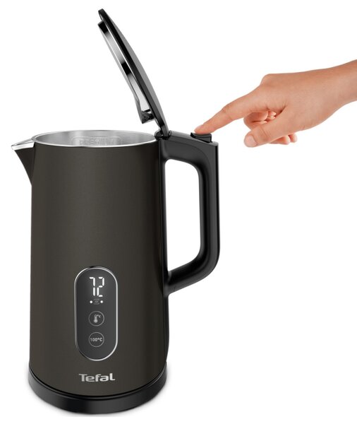Електрическа кана Tefal KI831E10, 1800W, 1.7 л, 5 темп. нива, LED, Сензорно управление, 360°C основа, Двойни стени, Филтър против варовик, Черен