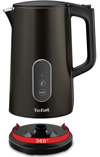 Електрическа кана Tefal KI831E10, 1800W, 1.7 л, 5 темп. нива, LED, Сензорно управление, 360°C основа, Двойни стени, Филтър против варовик, Черен