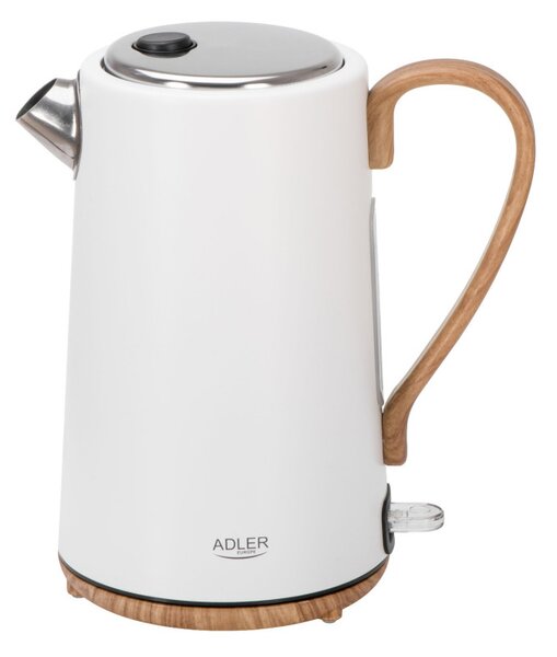 Електрическа кана Adler AD 1352, 2200W, 1.7 л, STRIX, Въртяща се основа, Автоматично изключване, Бял